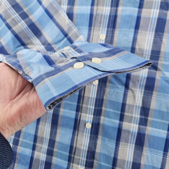 Brooks Brothers XXL Madison Blue Plaid Long Sleeve Button Up Non-iron All Cotton - Picture 15 of 16